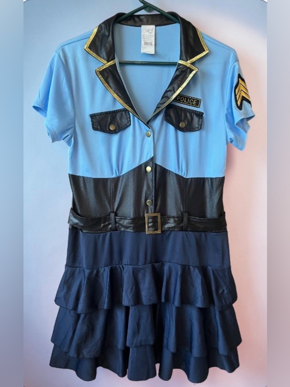Women's Y2K Leg Avenue Adult Police Costume Dress - Light Blue & Navy
